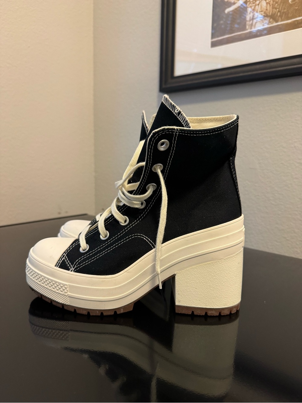 Converse Chuck 70 De Luxe Heel Black Chunky Platform Shoes